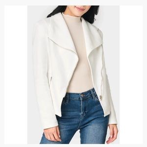Club Monaco White Moto Jacket in Silky Fabric Sz S